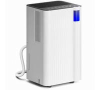 HOMCOM 12L/Day Dehumidifier, Low Noise Level, Continuous Drainage, 2L Tank | 24H Timer, LED Display, Filter, Auto Defrost, Children Lock, Dehumidifier for Home Damp, Laundry Drying, Basement