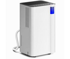 HOMCOM 12L/Day Dehumidifier, Low Noise Level, Continuous Drainage, 2L Tank | 24H Timer, LED Display, Filter, Auto Defrost, Children Lock, Dehumidifier for Home Damp, Laundry Drying, Basement