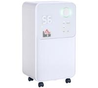 HOMCOM 12L/Day Dehumidifier with 2L Tank, Electric Air Dehumidifier with 4 Modes, Continuous Drainage, 24H Timer, Humidity Sensor, Digital Humidity Display for Home Damp, Laundry
