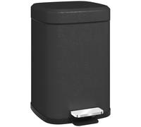 HOMCOM 12 Litre Pedal Bin, Fingerprint Proof Kitchen Rubbish Bin with Soft-close Lid, Foot Pedal and Removable Inner Bucket for Recycling and Waste, Black