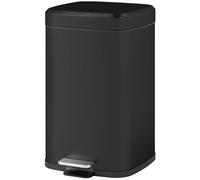 HOMCOM 12 Litre Pedal Bin Kitchen Rubbish Bin Soft-Close Lid Black | Fingerprint Proof, Foot Pedal, Removable Inner Bucket, Recycling and Waste