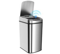 HOMCOM 12L Sensor Bin, Automatic Touchless Motion Sensor Kitchen Bin, Compact Trash Can with Fingerprint Resistant Stainless Steel for Hygienic Gyms, Home Office Use, Silver Tone