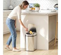 HOMCOM 12L Sensor Bin, Stainless Steel Automatic Touchless Motion Sensor Kitchen Bin, Compact, Fingerprint Resistant for Bathroom, Home Office Use and Hygienic Gyms, Silver Tone