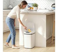 HOMCOM 12L Sensor Bin, Automatic Touchless Motion Sensor Kitchen Bin - White - 28 x 22 x 41 cm - Sensor bin