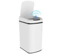 HOMCOM 12L Sensor Bin, Stainless Steel Automatic Touchless Motion Sensor Kitchen Bin, Compact, Fingerprint Resistant for Bathroom, Home Office Use and Hygienic Gyms, White