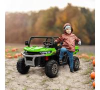 HOMCOM 12V 2 Seater Kids Electric Ride-On Car w/ Electric Bucket - Green