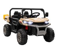 HOMCOM 2 Seater Kids Ride On Car with Electric Bucket, 12V Battery Powered Electric UTV with Shovel, Parental Remote, 4 Spring Suspension Wheels, Working Horn, Music - Yellow