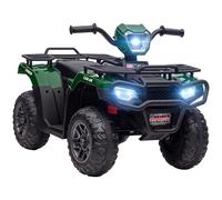 HOMCOM 12V Electric Car for Kids, Battery Powered Quad Bike, Ride-On ATV Car w/Forward, Reverse Functions, Music, LED Lights, for Ages 3-5 Years - Green
