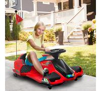 Homcom 12V Electric Go Kart For Kids With Music, LED Lights, Red, Red