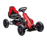 HOMCOM 12V Electric Go Kart for Kids, Ride-On Racing Go Kart with Forward Reversing, Rechargeable Battery, 2 Speeds, for Boys Girls Aged 3-8 Years Old - Red Red