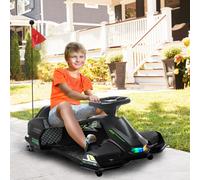 Electric Go-Kart Black PP Steel 99Hx90Lx53Wcm Drift Music LED Lights Slow-Start [EEK: A+++]