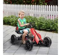 HOMCOM 12V Electric Go Kart for Kids, Ride-On Racing Go Kart w/ Forward Reversing, Rechargeable Battery, 2 Speeds, for Kids Aged 3-8, Red
