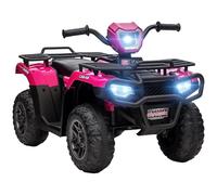 HOMCOM 12V Electric Quad Bike for Kids, Ride-On ATV Car w/Forward, Reverse Functions, Music, LED Headlights, for Ages 3-5 Years - Pink