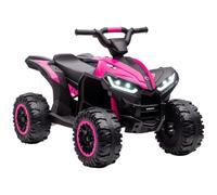 370-235V70PK HOMCOM 12V Electric Quad Bike for Kids Ride On Car ATV Toy, with Forward Reverse Functions, LED Lights, Music, for Ages 3-5 Years - Pink