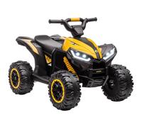 370-235V70YL HOMCOM 12V Electric Quad Bike for Kids Ride On Car ATV Toy, with Forward Reverse Functions, LED Lights, Music, for Ages 3-5 Years - Yellow