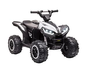HOMCOM 12V Electric Quad Bike for Kids Ride On Car ATV Toy, with Forward Reverse Functions, LED Lights, Music, for Ages 3-5 Years - White