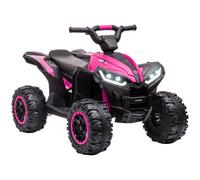 HOMCOM 12V Electric Quad Bike for Kids Ride On Car Toy, with Forward Reverse Functions, LED Headlights, Music, for Ages 3-5 Years - Pink Pink
