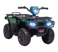 HOMCOM 12V Kids Quad Bike with Forward Reverse Functions, Electric Ride On ATV with Music, LED Headlights, for Ages 3-5 Years - Green