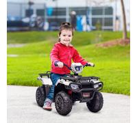 370-260V70WT HOMCOM 12V Electric Car for Kids, Battery Powered Quad Bike, Ride-On ATV Car w/ Forward, Reverse Functions, Music, LED Lights, for Ages 3-5 Years - White