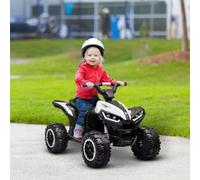 HOMCOM 12V Electric Quad Bike for Kids Ride On ATV for Ages 3-5, White | With Dual Motors, 3-6 km/h, Forward and Reverse, LED Headlights, Horn, USB & TF Music, Battery Indicato