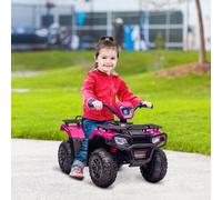 HOMCOM 12V Electric Quad Bike for Kids, Ride-On ATV Car w/Forward, Reverse Functions, Music, LED Headlights, for Ages 3-5 Years - Pink