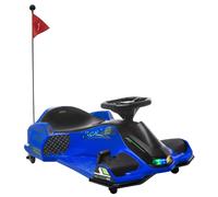 HOMCOM 12V Kids Electric Go Kart, Ride on Drift Car with 2 Speeds, Soft Start, Music, Colourful LED Lights for Ages 8-12, Blue