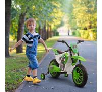 Homcom 12V Kids Electric Motorbike Ride-On Motorcycle W/ Training Wheels - Green