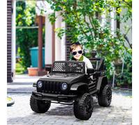 HOMCOM Kids Electric Ride On Car 12V Off Road Toy with Parental Remote Control 2 Motors Horn Lights Suspension Wheels for 3-6 Years Old Black