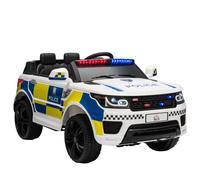 HOMCOM 12V Kids Electric Ride On Police Car 2 Motors with Parental Remote Control Siren Flashing Lights USB Portable for 3-6 Years White White