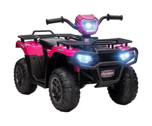 HOMCOM 12V Kids Quad Bike with Forward Reverse Functions, Ride On ATV with Music, LED Headlights, for Ages 3-5 Years - Pink Aosom UK