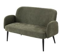 HOMCOM 132cm 2 Seater Sofa, Velvet Comfy Small Sofa Couch with Wide Seat, Thick Padding, Tapered Metal Legs, Green