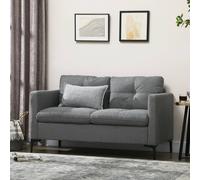 Homcom 133Cm 2 Seater Sofa For Living Room Loveseat Sofa With Steel Legs In Dark Grey Dark Grey One Size