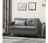 HOMCOM 2 Seater Sofa for Living Room 133cm Loveseat Sofa - Dark Grey, Grey