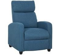 HOMCOM 135° Push Back Recliner Armchair, with Footrest - Blue