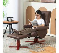 HOMCOM 135° Reclining Armchair with Footstool for Living Room in Dark Brown HOMCOM Dark Brown