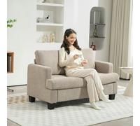 HOMCOM 2 Seater Sofa with Removable Back Cushions for Living Room in Light Brown HOMCOM Light Brown