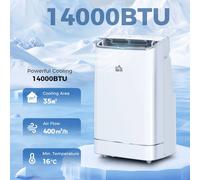HOMCOM 14,000 BTU Mobile Air Conditioner with WiFi Smart App, 35m², White