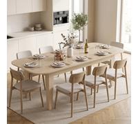 Homcom 140-180 Cm Extendable Oval Dining Table For 4-6 Round Edges In Natural Natural