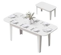 HOMCOM Extendable Oval Dining Table for 4-6, Modern Expandable Kitchen Table, Round Edges, White