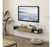 HOMCOM 140 cm Floating TV Unit with Storage Entertainment Media Console Grey - Charcoal grey