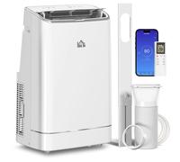 HOMCOM 14000 BTU Portable Air Conditioner, Smart Home WiFi Compatible, 5-in-1 Heater Dehumidifier Cooler Fan, with Sleep Mode, Remote, 24H Timer, Window Venting Kit, A Energy Efficiency, 35m², White W