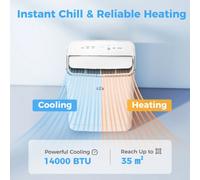 HOMCOM 14000 BTU Portable Air Conditioner, Smart Home WiFi Compatible, 5-in-1 Heater Dehumidifier Cooler Fan, with Sleep Mode, Remote, 24H Timer, Window Venting Kit, A Energy Efficiency, 35m², White W