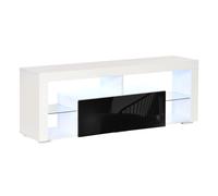 HOMCOM 140cm TV Stand Cabinet High Gloss TV Stand Unit W/ LED RGB Light Storage - Black and White