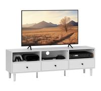 HOMCOM 140cm TV Stand Cabinet, Modern TV Unit Console Table for up to 75", with 3 Drawers, 3 Open Storage Shelves, Cable Management, Media Entertainment Centre for Living Room, Bedroom, White White