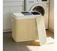 Homcom 144L Laundry Basket With Lid, Washing Basket For Bathroom, Cream