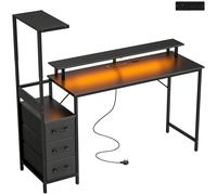 HOMCOM 147cm Gaming Desk with Charging Station and Monitor Stand, Computer Table for Home Office with RGB Lights, Black