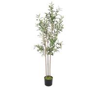 HOMCOM 148 cm Decorative Artificial Tree, Silk Olive Tree with 553 Leaves in Cement Pot, Fake Plant for Home, Office, Living Room, Indoor Decor