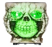 HOMCOM 14cm 5.5" Skeleton Candy Bowl Outdoor Halloween Decoration, Halloween Prop with Sound Activated, Light Up Eyes, Sound Effects for Haunted House