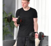 HOMCOM 15 kg Adjustable 2 in 1 Barbell Dumbbells Weight Set for Body Fitness