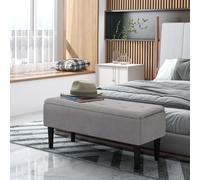 HOMCOM 15" Modern Ottoman Storage Box with Wooden Legs & 47L Storage in Grey HOMCOM Grey